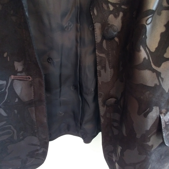 Escada Black Leather Texture Blazer Jacket - Picture 8 of 15